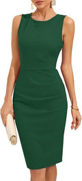 Oten Womens Crew Neck Sleeveless Ruched Bodycon Dress Review