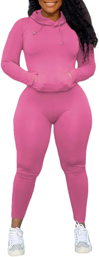 Nimsruc 2-Piece Women's Sweatsuit Set - Cozy Hooded Pullover & Joggers
