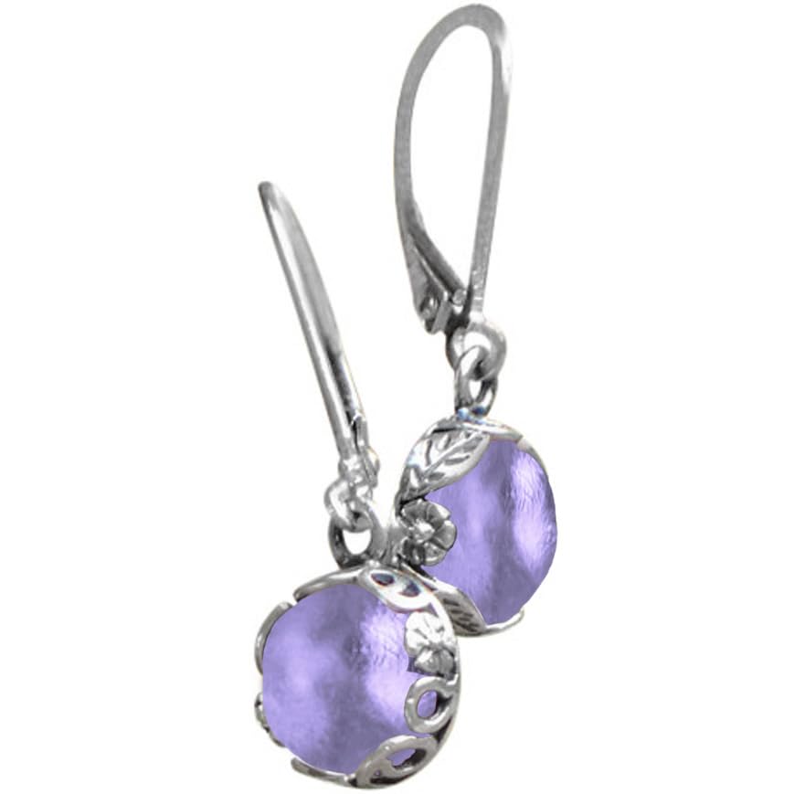 Handmade Vintage Leverback Botanicals Earrings in Sterling Silver