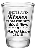 Personalized wedding favors wedding shot glasses - Shots and Kisses