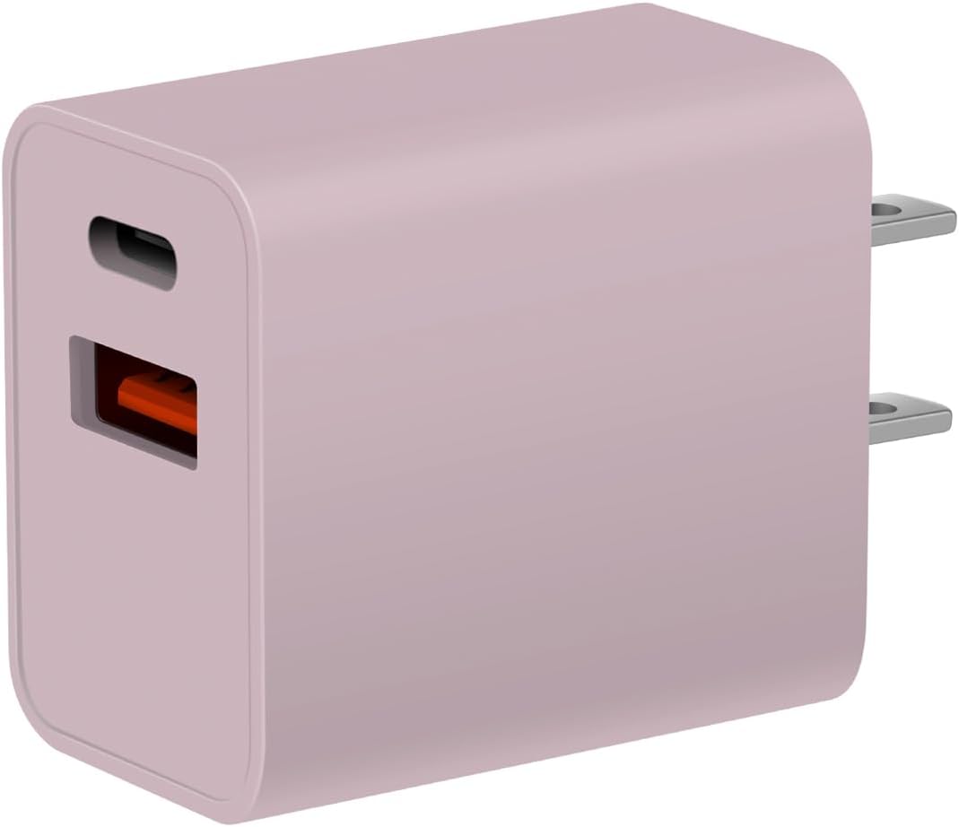 Fast Dual Port USB C Charger for Watch & iPhone, Pink