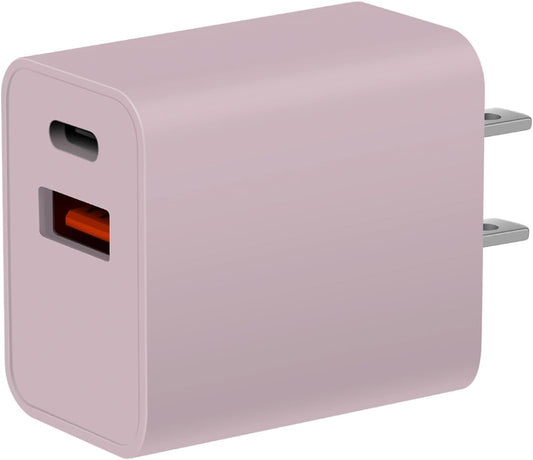 Fast Dual Port USB C Charger for Watch & iPhone, Pink