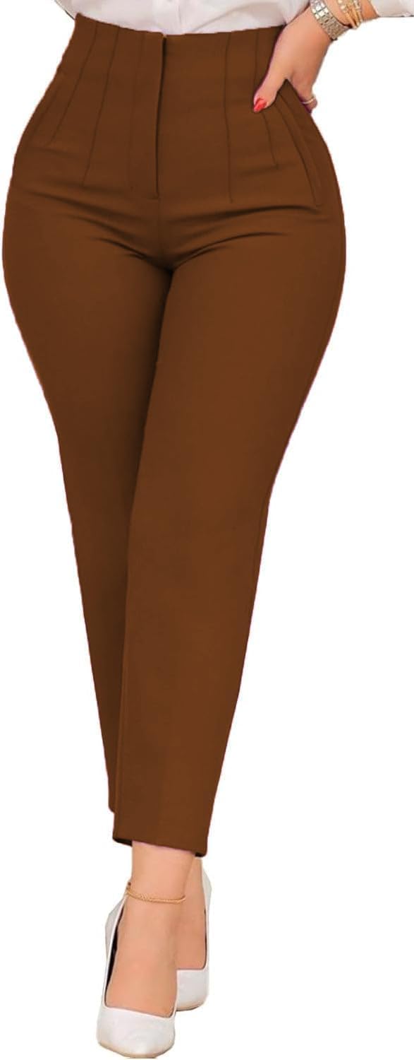 Womens Straight Leg Pants 2025 High Waisted Stretchy Trousers