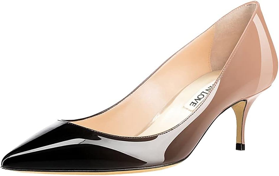 JOY IN LOVE Women's Low Heels Pointy Toe Kitten Heel Pumps