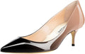 JOY IN LOVE Women's Low Heels Pointy Toe Kitten Heel Pumps - Elegant
