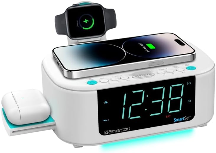 Emerson CKSW5010 Smartset Wireless Charging Dual Alarm Clock