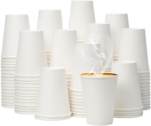 YEEHAW 12 oz 500 Pack White Hot Coffee Cups - Ideal for Coffee, Tea, Hot Beverages