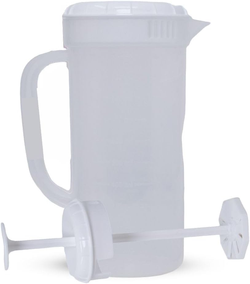 2-Quart Purple Mixing Pitcher with Plunger for Easy Mixing