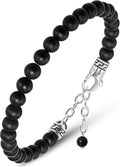 Black Onyx Bracelet for Men - Handcrafted Matte 8MM Beads