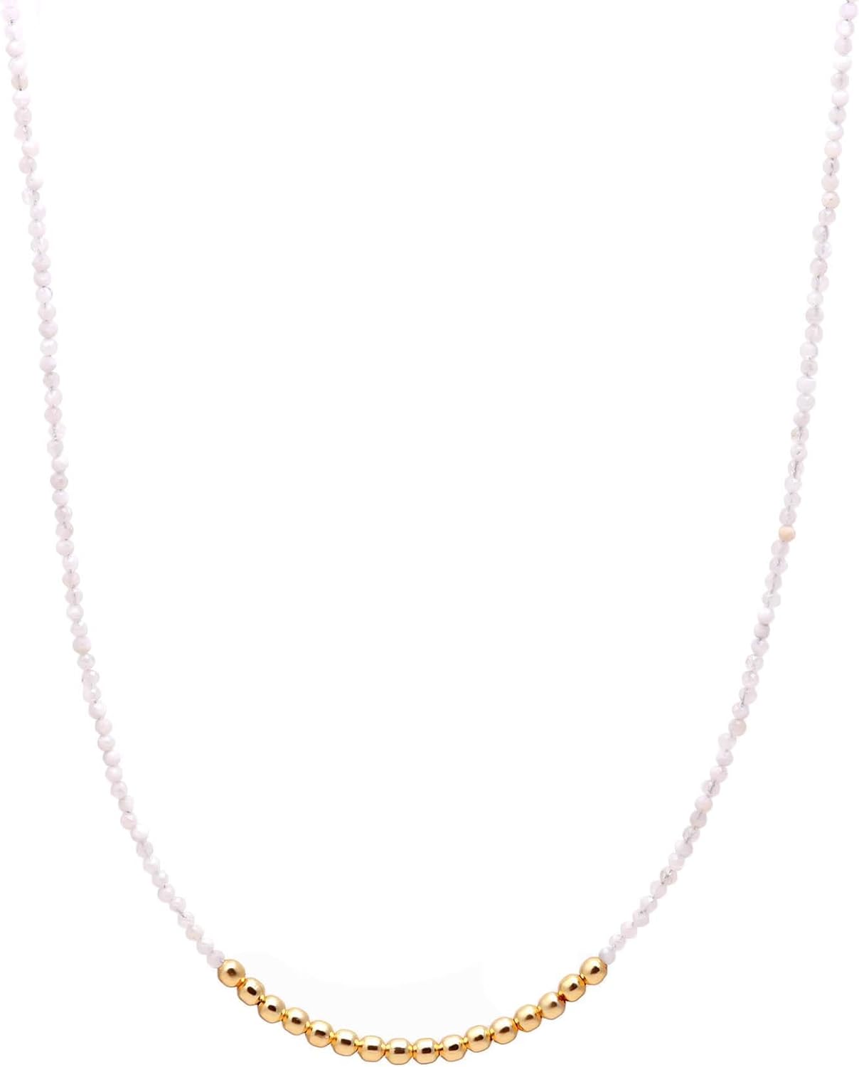 Natural Gemstone Beaded Necklace with Gold Brass Accents