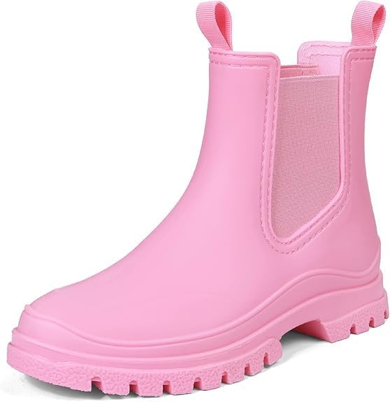 DKSUKO Women's Short Rain Boots: Waterproof Garden Chelsea Boot