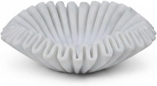 Handcrafted Marble Ruffle Bowl - Elegant Decorative Scallop Dish