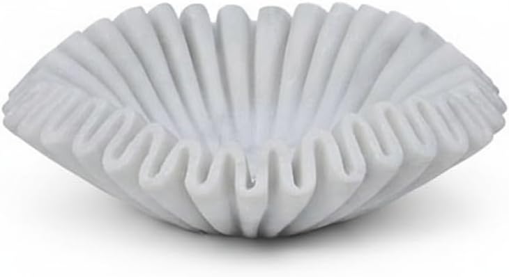 Handcrafted Marble Ruffle Bowl - Elegant Decorative Scallop Dish