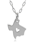 Sterling Silver Heart of Texas Charm Necklace - Everyday Lone Star