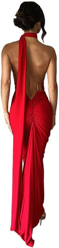 Women's Elegant Backless Bodycon Maxi Dress for Party Wear