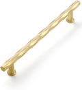 Brushed Gold Cabinet Pulls 6.3 in Hole Center 10 Pack - Hammered Brass