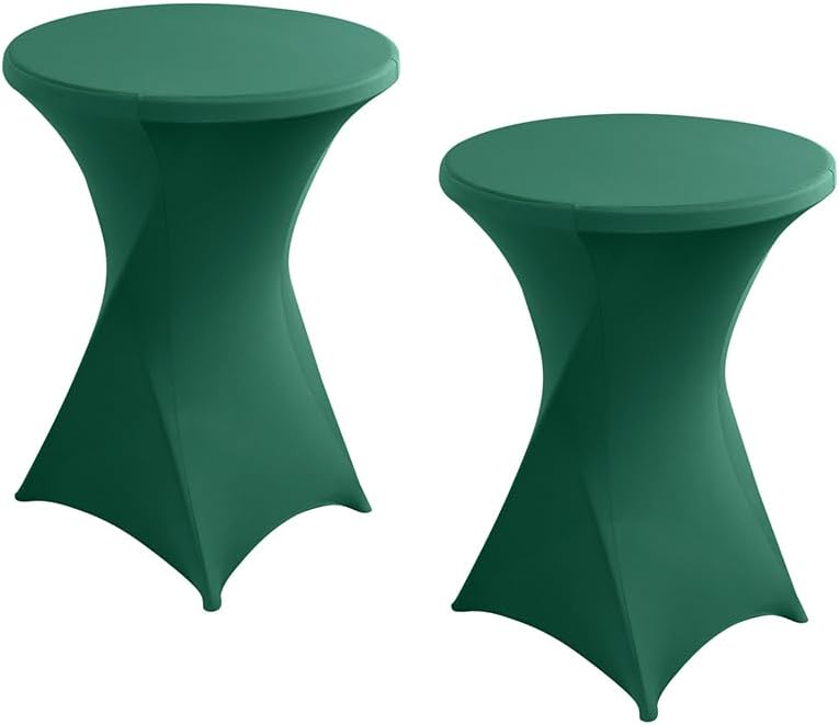 Stretchy Spandex 2-Pack Table Covers: Perfect for Parties! 32x43 Inch | Dark Green
