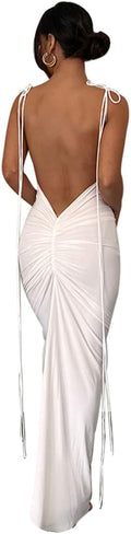Women Sexy Backless Bodycon Sleeveless Maxi Dress - Elegant Party
