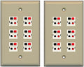 RiteAV 6 Port Speaker Jack Wall Plate for Home Theater - Ivory