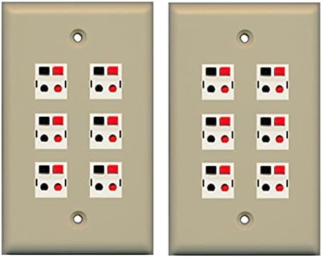 RiteAV 6 Port Speaker Jack Wall Plate for Home Theater - Ivory