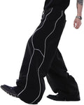 Mens Baggy Y2K Contrast Piping Cargo Sweatpants - Comfortable Fit