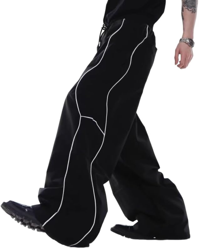 ZAFUL Mens Baggy Pants Y2K Contrast Piping Drawstring Sweatpants
