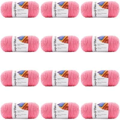 Soft Classic Solid Yarn Bulk 12 Pack by Loops & Threads