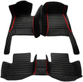 Custom Car Floor Mats Black with Red Strips - Full Coverage