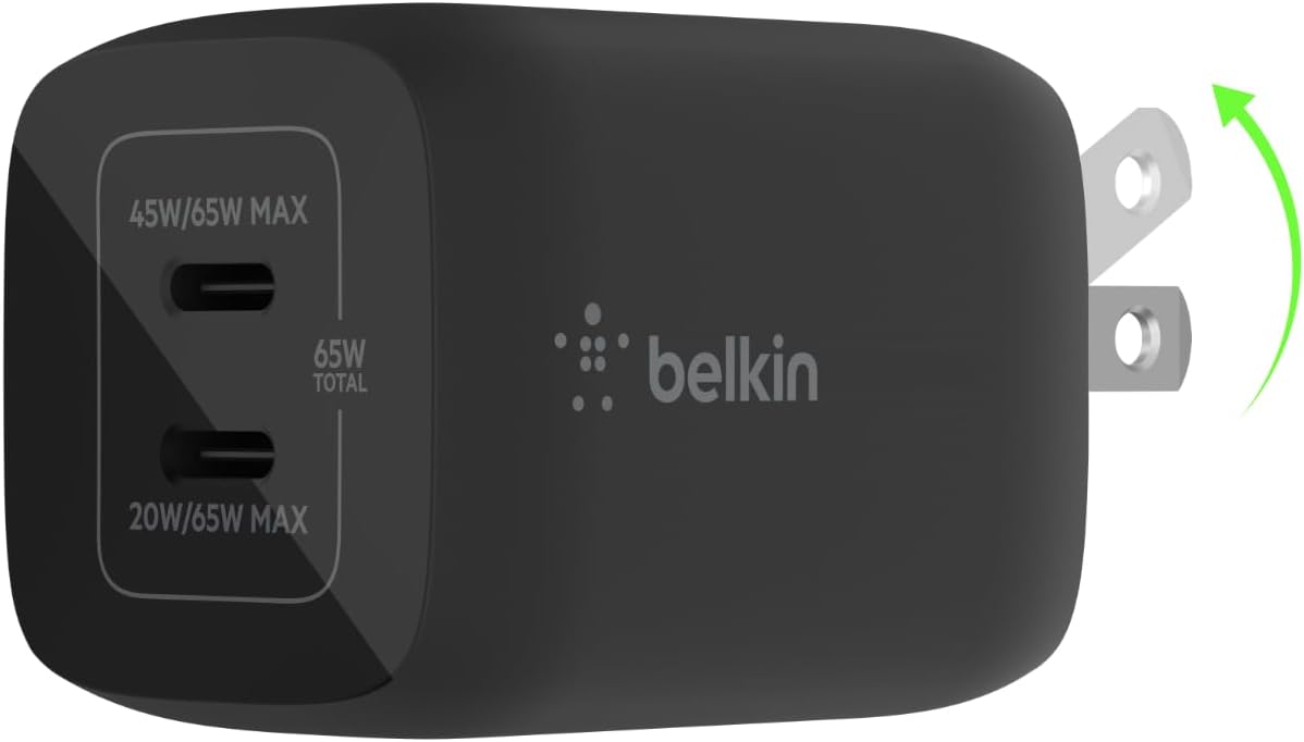 Belkin 65W Dual USB-C Wall Charger - Fast Charge All Devices