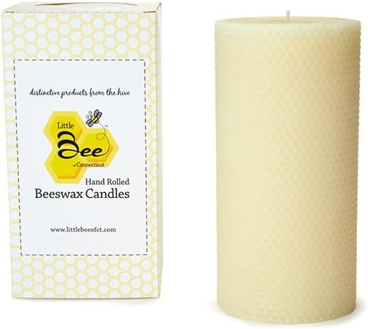 Hand Rolled Beeswax Pillar Candles - 80 Hour Burn Time