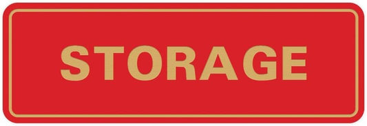 Standard STORAGE Door/Wall Sign - Red/Gold - Medium 10 Pack
