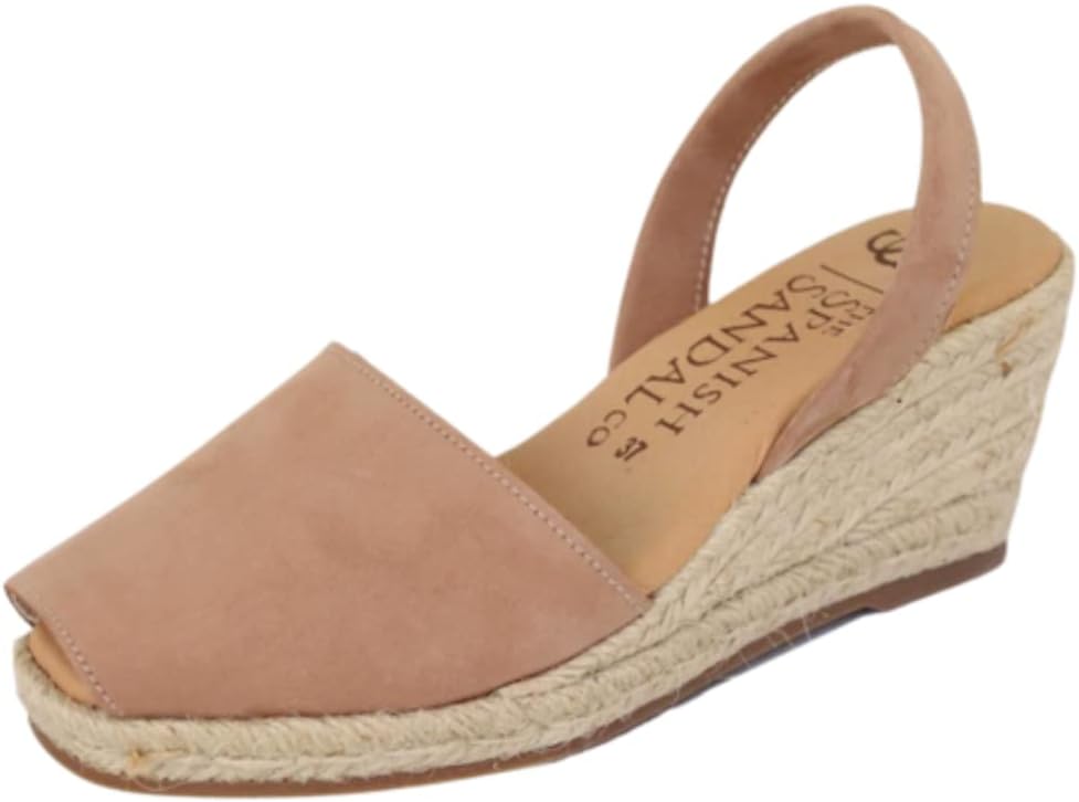 Espadrille Wedges for Women: Dressy Soft Leather Peep Toe Sandals