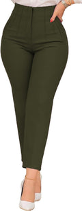 Womens Straight Leg Pants 2025 High Waisted Stretchy Work Trousers has