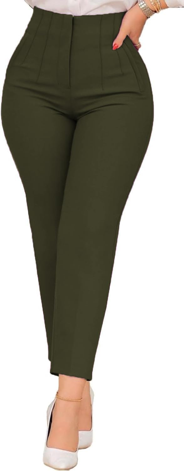 Womens Straight Leg Pants 2025 High Waisted Stretchy Trousers