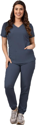 Women's Green Town GT 4FLEX Scrub Set - V-Neck Top & Jogger Pant