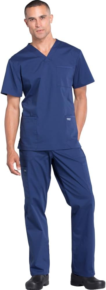Cherokee Scrub Set for Men - 4 Pocket V-Neck Top & Cargo Pants