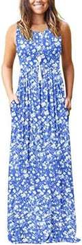 AUSELILY Women's Breezy Sleeveless Maxi Dress with Pocket Feature