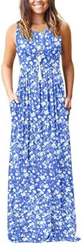 AUSELILY Women's Summer Sleeveless Maxi Dress with Pockets