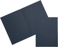Two Pocket Textured Linen Presentation Folders - Navy Blue - Bulk 100