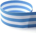 USA Made 7/8ft Baby Blue & White Taffy Striped Grosgrain Ribbon - 100