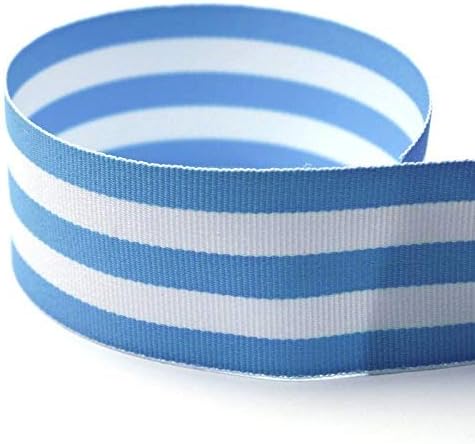 USA 7/8 Baby Blue & White Taffy Striped Grosgrain Ribbon