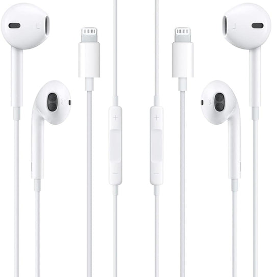 Apple MFi Certified 2-Pack Lightning Earbuds - Enhanced Stereo Sound