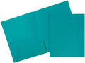 JAM PAPER Plastic 2 Pocket POP Folders Teal Blue - Durable Bulk Pack
