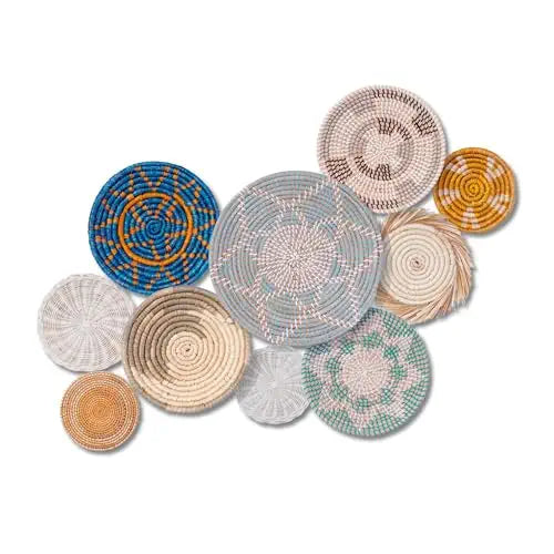 Handcrafted Boho Wall Basket Decor Set of 10 for Home Style