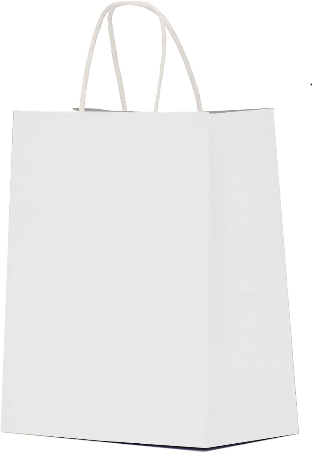 Qutuus White Paper Bags with Handles for Gifts and Retail