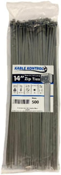 Kable Kontrol Gray Zip Ties 14 in 500 Pack - Strong Cable Management