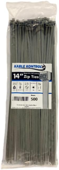 Kable Kontrol Gray Zip Ties 14 Inch 500 Pcs for All Needs