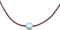 925 Silver Necklace Pendant with Premium Pearl - Adjustable Leather
