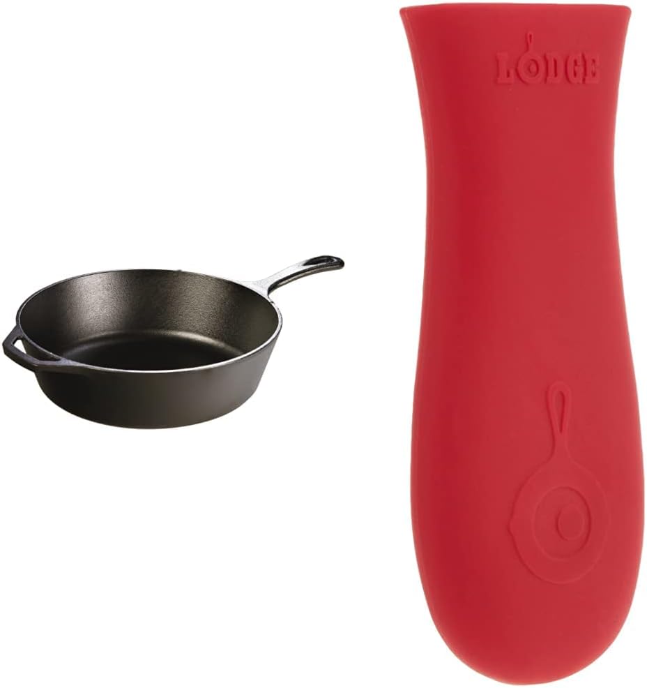 Lodge Cast Iron Deep Skillet 12 inch with Silicone Handle Holder