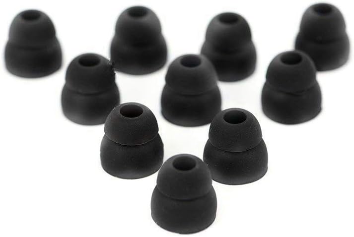 5 Pairs Double Flange Earbud Tips - Comfy Fit for Various Brands! (Black)